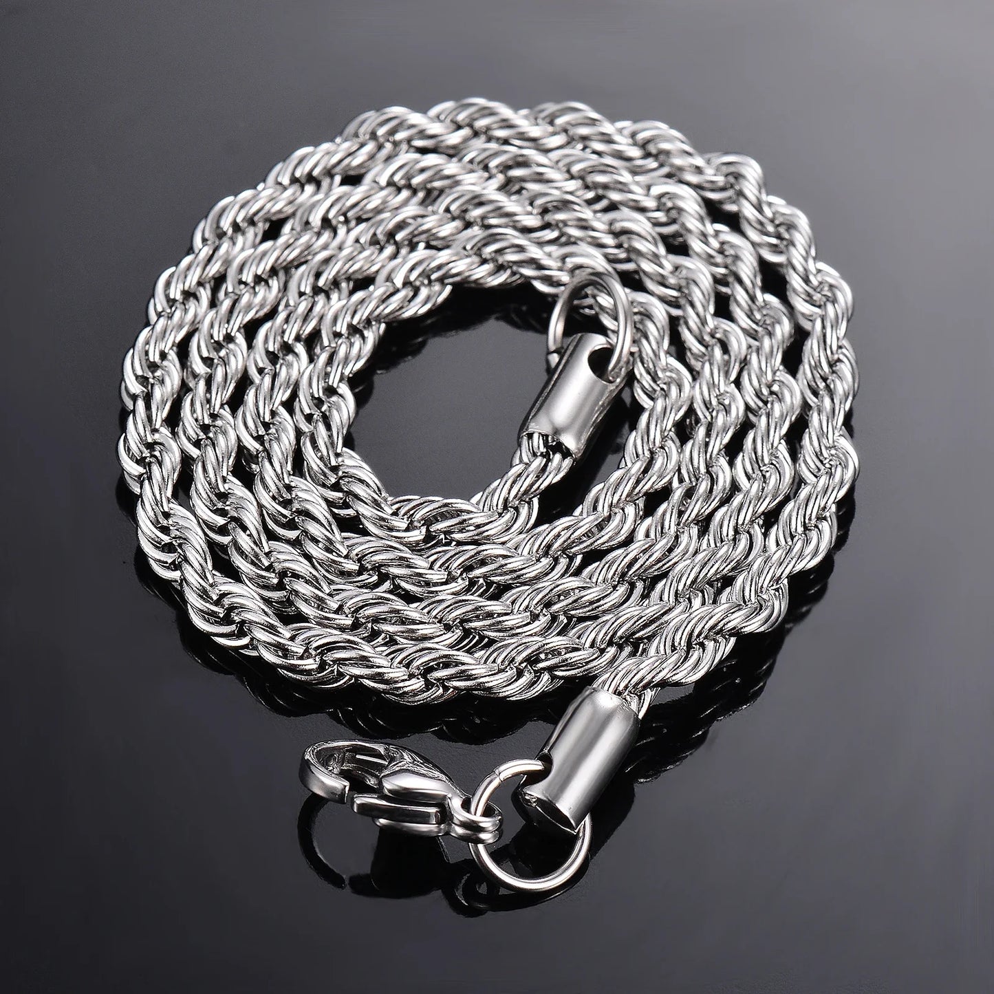 1 pieza de Plata de Ley 925 ancho 2mm/3mm/4mm cuerda cadena collar/pulsera para hombres mujeres hombre collar de cadena de moda