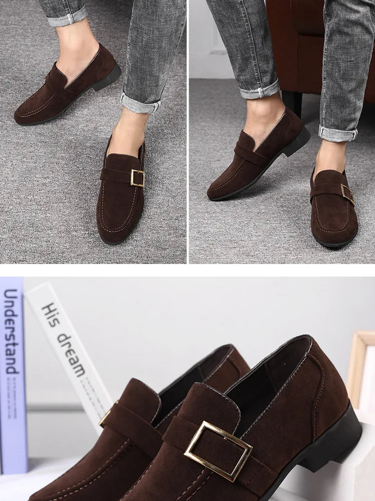 Zapatos de vestir para hombre, mocasines formales de diseñador, zapatos de cuero de gamuza, mocasines de trabajo Social y negocios, boda