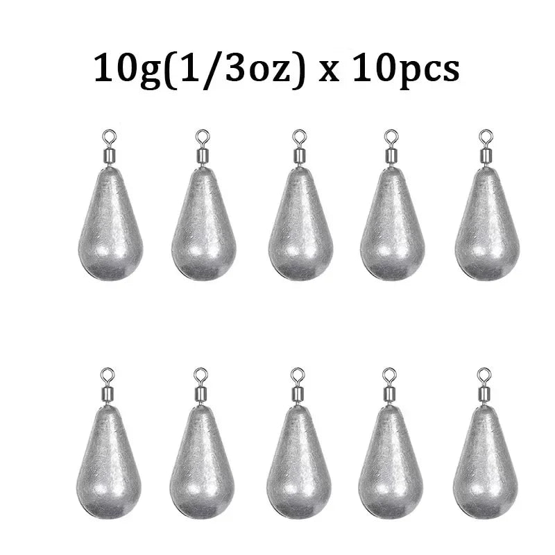 10 unids/lote, plomos de peso para pesca, 3,5g, 5g, 7g, 10g, 14g, cebo suave, accesorios para aparejos de pesca de lubina, conector de gancho de plomos de lÃnea