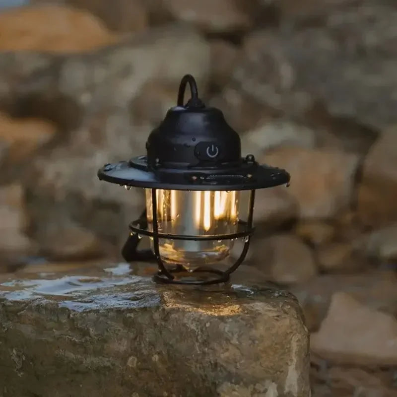 Mini lámpara colgante de Metal Retro para exteriores, lámpara de ambiente para acampar, tienda de campaña, IPX4, resistente al agua, LED, lámpara colgante para acampar