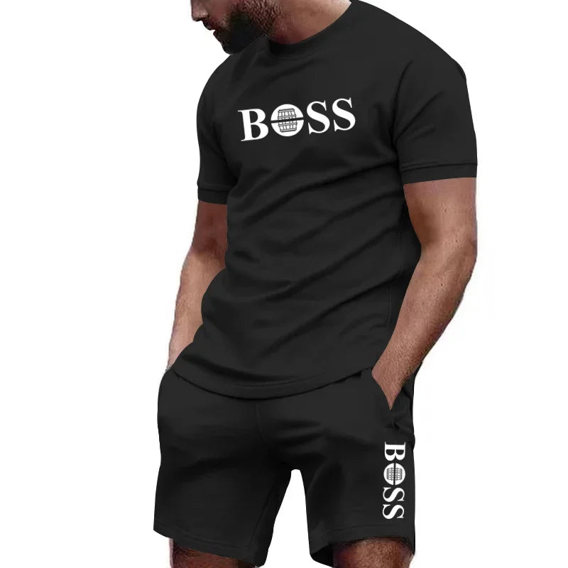 Ropa deportiva de dos piezas para hombre, conjunto de camiseta y pantalones de manga corta, ropa deportiva para correr y fitness, verano 2024, gran descuento, 2024