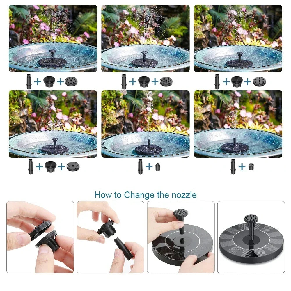 Bombas para fuente flotante con energía solar en 13 cm, 16 cm, 18 cm Tamaños: Ideal para baños de pájaros, piscinas de jardín y decoración de estanques