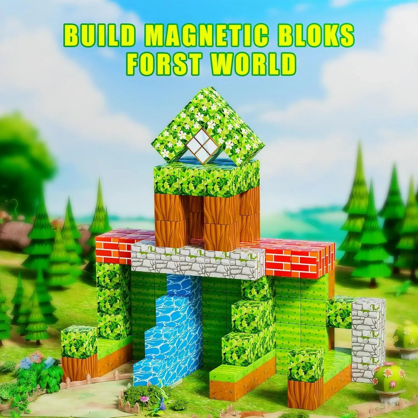 100 Uds. Bloques magnéticos de juguete, juego de imanes de construcción para niños y niñas, cubos sensoriales Montessori con tallo para regalo para niños pequeños