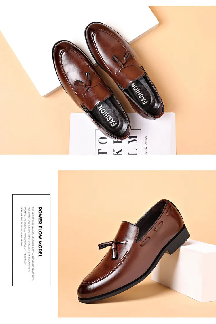Zapatos de vestir para hombre, nuevos Zapatos de moda de cuero Pu para hombre, Zapatos informales formales de negocios de gran tamaño, Zapatos de boda para hombre