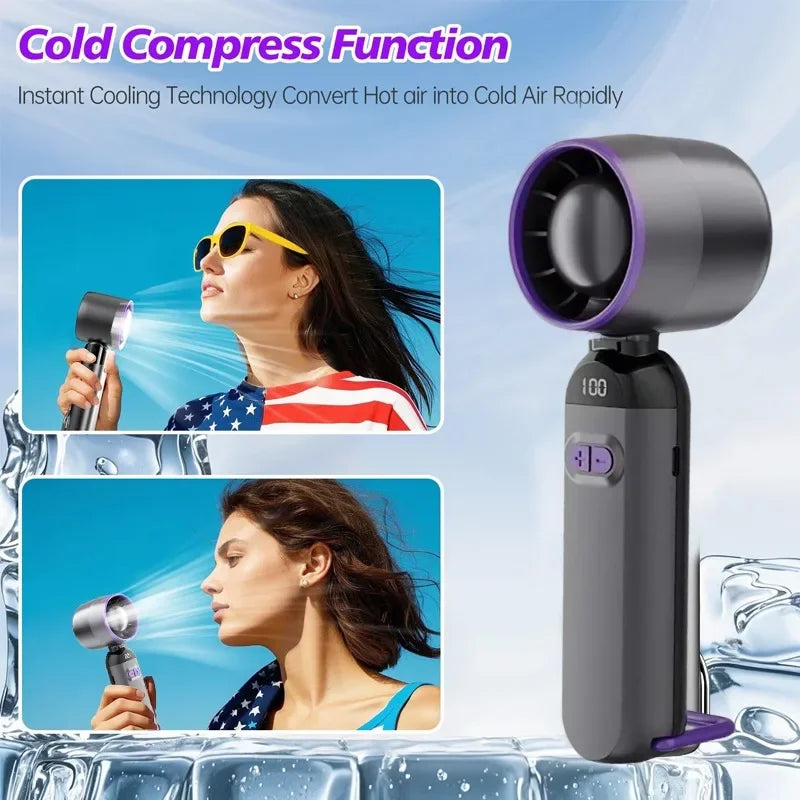 Ventilador de carga USB plegable, ventilador de viento fuerte para exteriores, ventilador portátil con pantalla Digital para viajes de acampada al aire libre