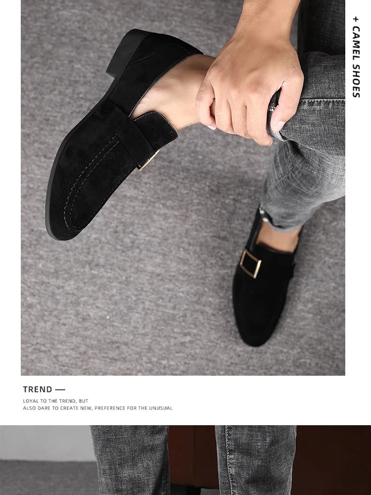 Zapatos de vestir para hombre, mocasines formales de diseñador, zapatos de cuero de gamuza, mocasines de trabajo Social y negocios, boda