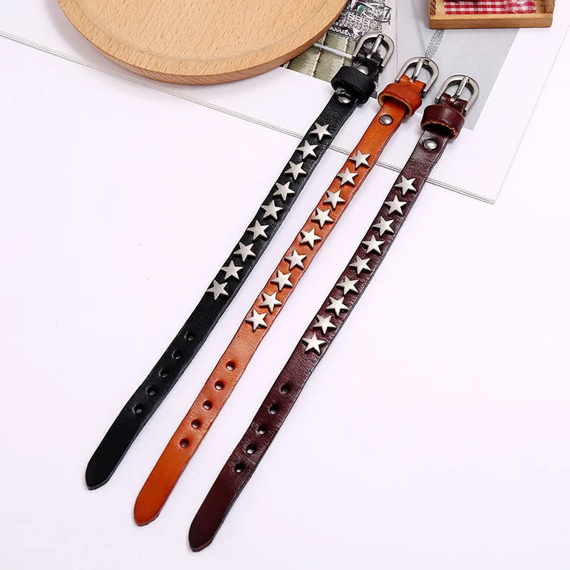 Pulsera Punk de cuero de los años 80 para hombres y mujeres, pulsera gótica Punk Rock, brazalete Unisex para accesorios de recuerdos de fiesta de Halloween