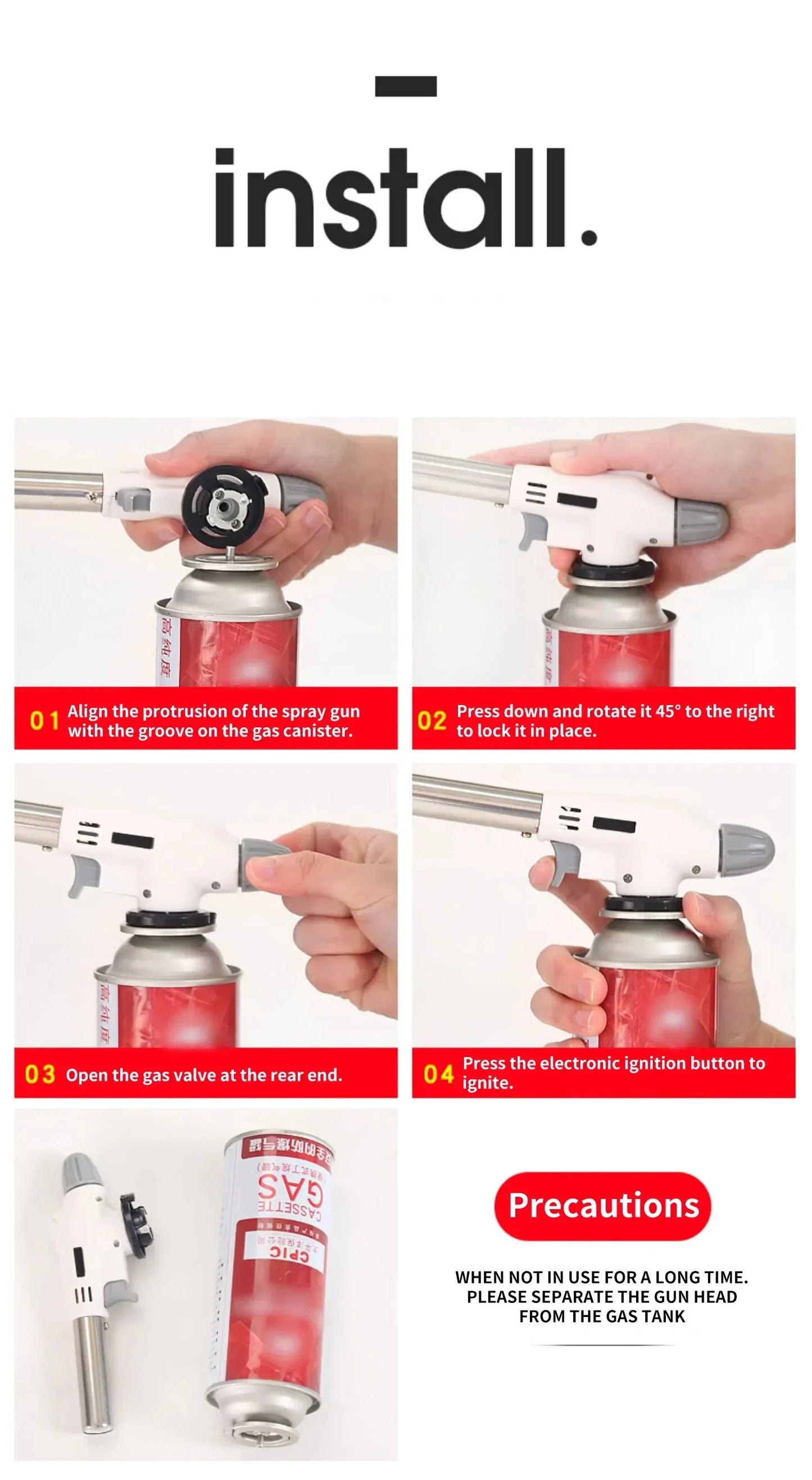Práctico pistola de llama, quemador de Gas de soldadura, soplete de Gas de llama, pistola de llama para barbacoa, Camping, cocina, equipo de camping