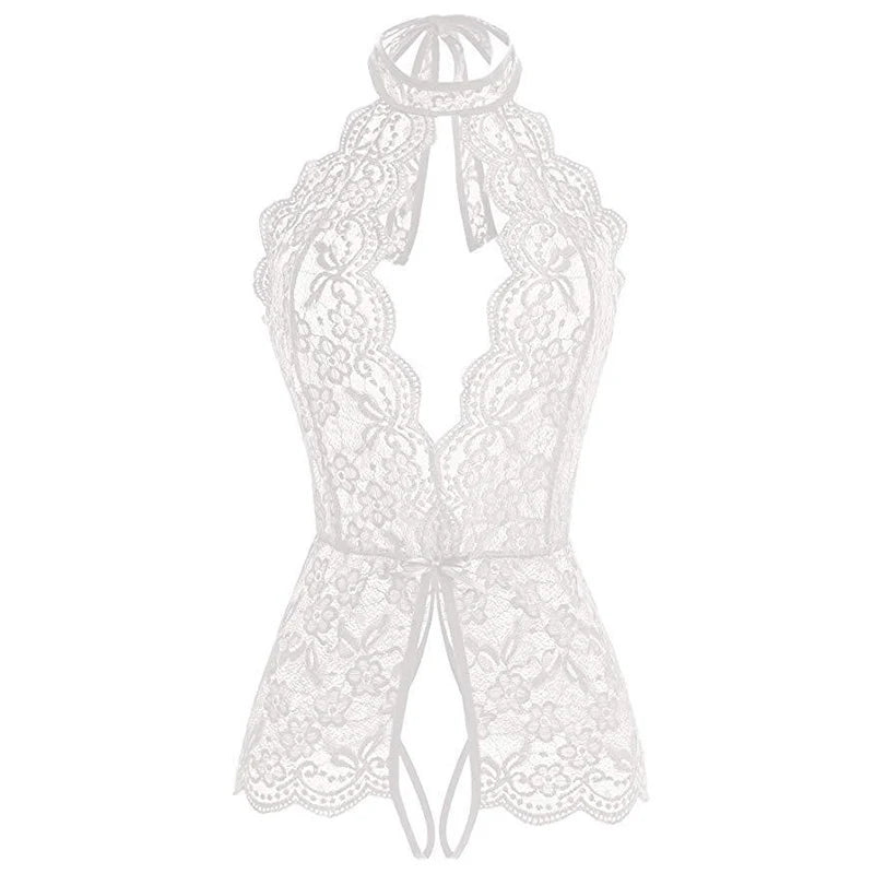 LencerÃa erótica para mujer, Body de peluche transparente de encaje, disfraz Porno para mujer, escote en V profundo, entrepierna abierta, muñeca bebé, falda Sexy, ropa interior