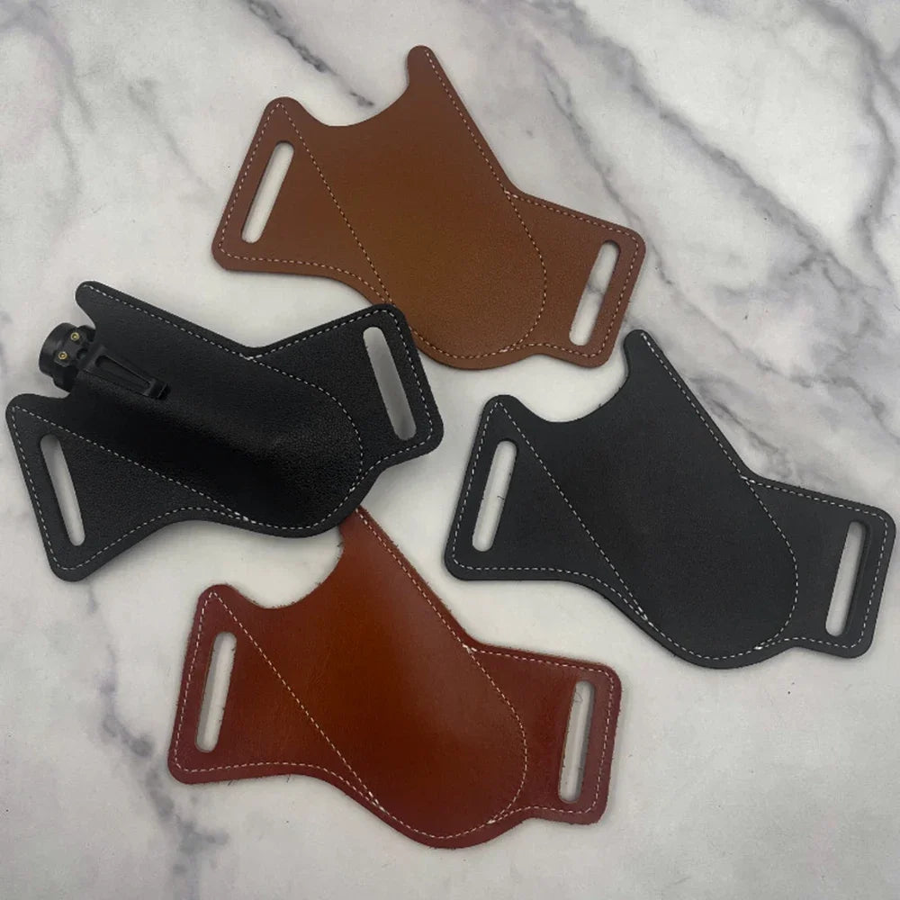 Funda de bolsillo para caza, funda de cuero con soporte para cinturón, funda para linterna, herramienta para cuchillo plegable, transporte para campamento al aire libre