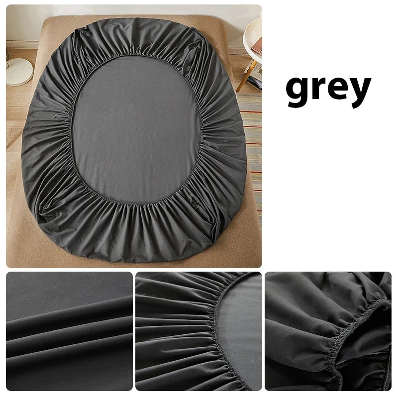 Sábana bajera 100% de algodón con banda elástica, funda de colchón ajustable antideslizante de Color sólido para camas individuales, dobles, King y Queen