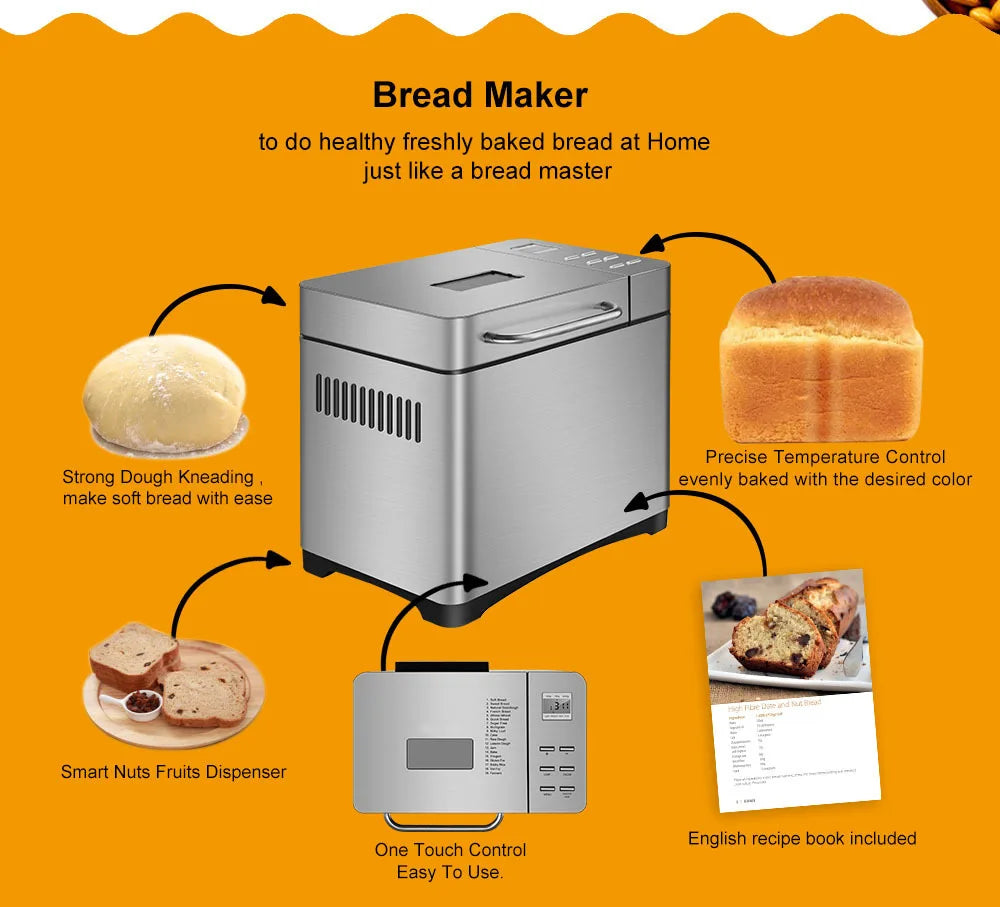 Nueva llegada máquina de pan para el hogar fermentador de masa inteligente automático Mini máquina de pan de desayuno multifuncional 모
