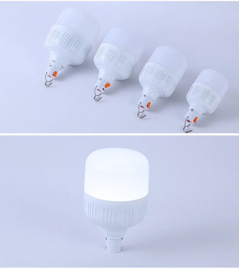 Luz de Camping de 60W y 80W, lámpara LED de emergencia recargable por USB, linternas portátiles para exteriores con gancho para tiendas de barbacoa, bombilla de batería