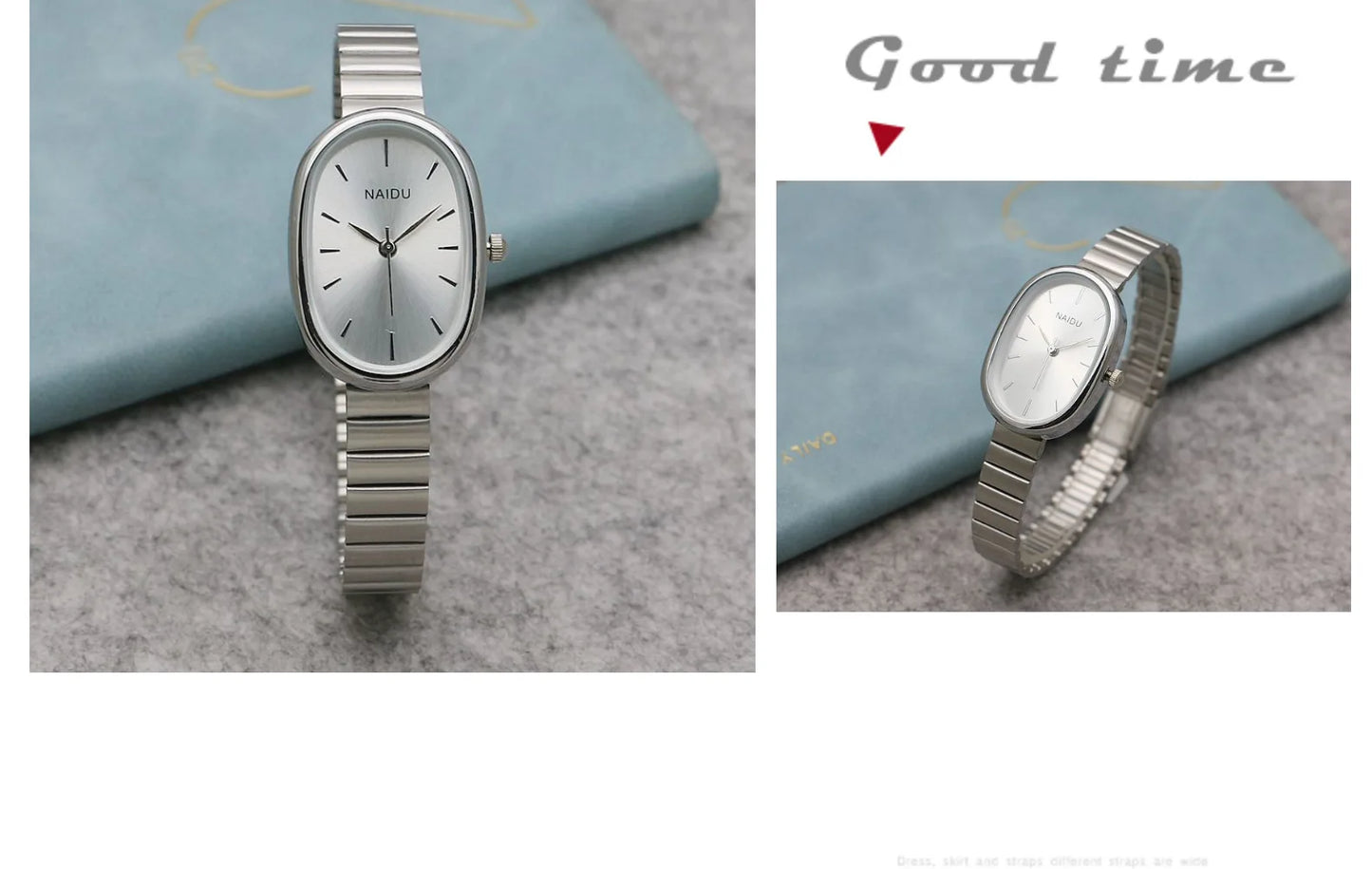 Reloj de cuarzo ovalado con esfera pequeña para mujer, correa de bambú de acero inoxidable, reloj de pulsera de regalo de lujo a la moda para estudiantes y niñas, envío directo