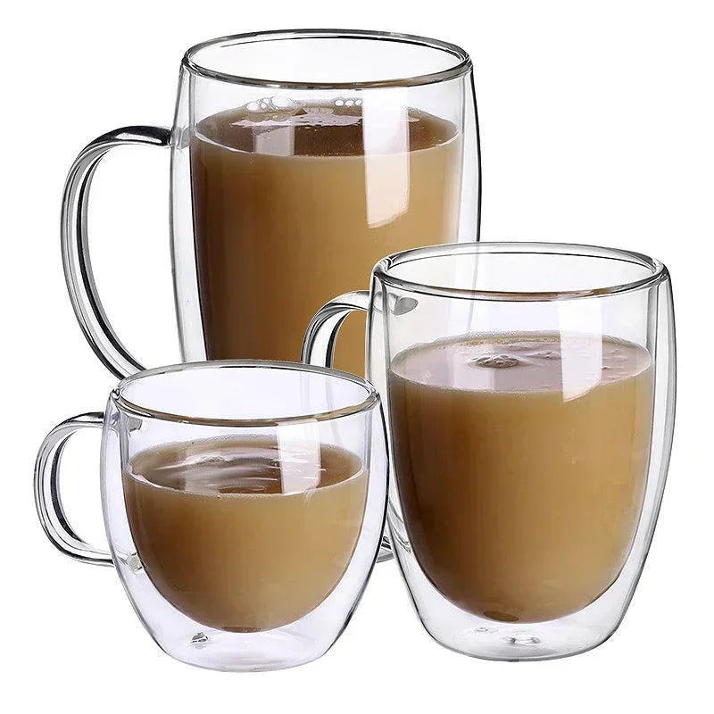 1-6 uds 80-450ML resistente al calor taza de cristal de té de doble pared cerveza café hecho a mano creativo bebida fría juego de vajilla transparente
