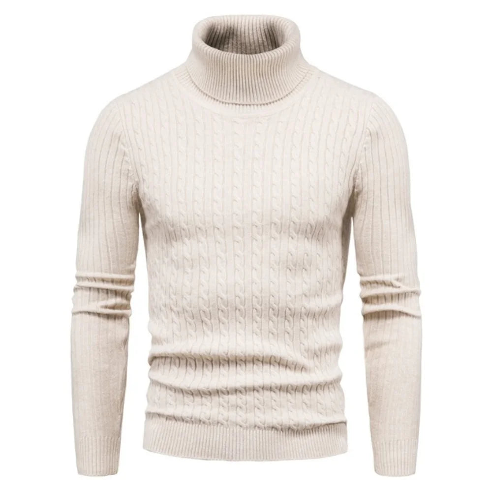 Otoño Invierno jerseys de cuello alto cálido Color sólido suéter de los hombres Jersey delgado hombres suéteres de punto camisa de fondo