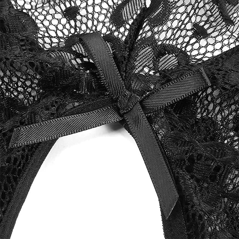 Ropa interior sin entrepierna Porno para mujer, recorte de encaje transparente, disfraces eróticos de peluche, lencerÃa Sexy, sujetador abierto en V profundo, vestido de muñeca para bebé
