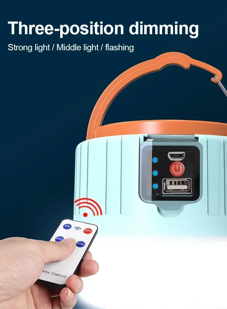 Luz portátil para acampar, Banco de energía, linternas LED para acampar con Control remoto, linterna recargable impermeable para tienda de campaña al aire libre