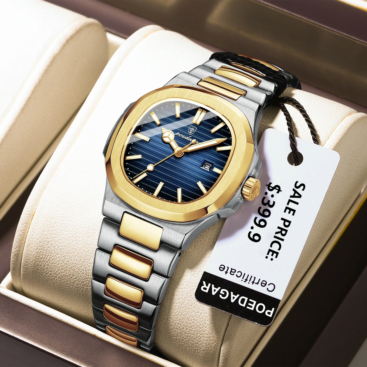 Reloj POEDAGAR cuadrado de lujo para mujer, reloj de pulsera resistente al agua con fecha luminosa para mujer, relojes de cuarzo de moda de acero inoxidable para mujer