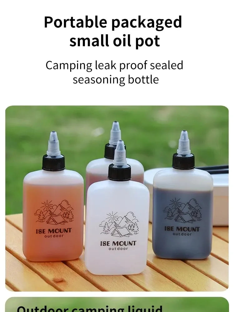 Botella de aceite para exteriores, bote de aceite pequeño portátil, botella de vinagre, botella de salsa de soja, botella de condimento sellada a prueba de fugas para acampar, 2 uds.