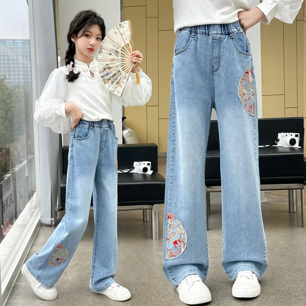 Pantalones de chándal para adolescentes, moda de otoño, ropa de calle informal, ropa de hadas de primavera para niños, pantalones para niñas, ropa para niños de pierna ancha