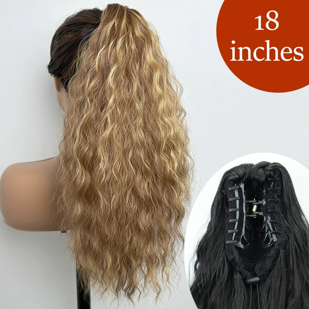 Extensiones de cabello de cola de caballo con Clip de garra larga y recta sintética, pieza de cabello de cola de caballo resistente al calor de 24 pulgadas para mujer, fiesta diaria