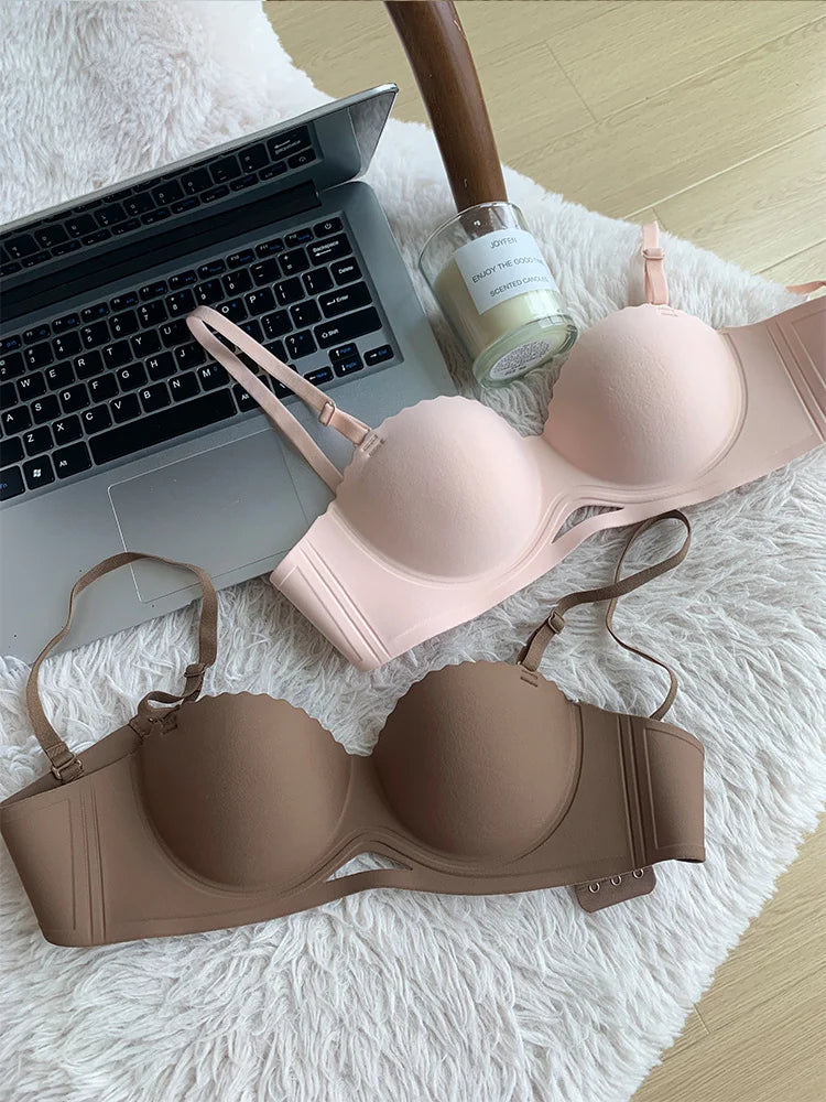 Sujetador sin costuras para mujer, ropa interior push-up con correas desmontables, sujetadores para pechos pequeños, lencería íntima Sexy para mujer