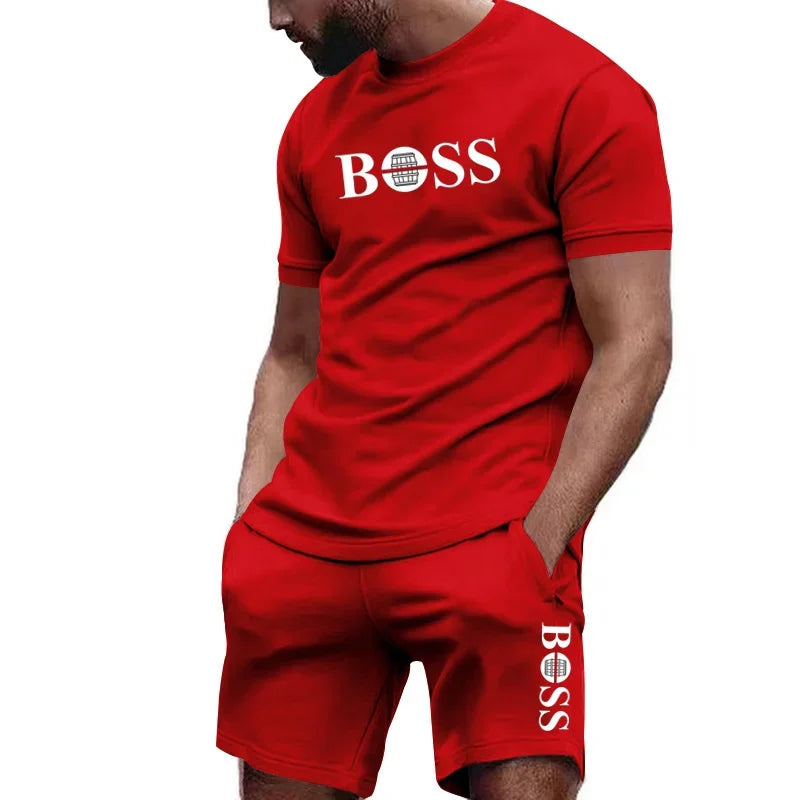 Ropa deportiva de dos piezas para hombre, conjunto de camiseta y pantalones de manga corta, ropa deportiva para correr y fitness, verano 2024, gran descuento, 2024