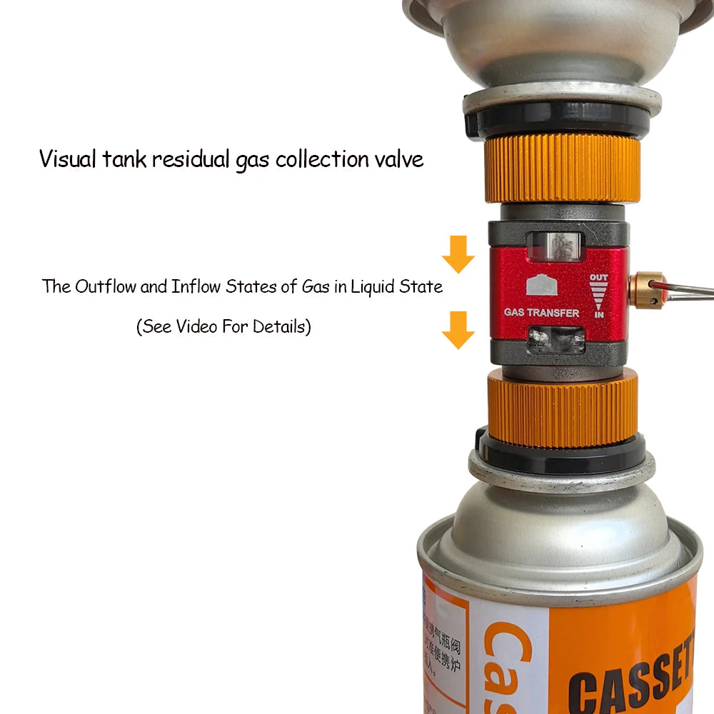 Convertidor Visual de tanque de Gas para acampar al aire libre, válvula de recolección de Gas Residual, adaptador de válvula de recarga de tanque de Gas de carga mutua