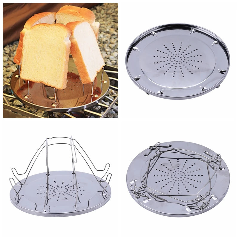 Rejilla para tostadora, Simple, portátil, multifuncional, de acero inoxidable, suministros de viaje para acampar al aire libre, estufa multiusos plegable, parrilla