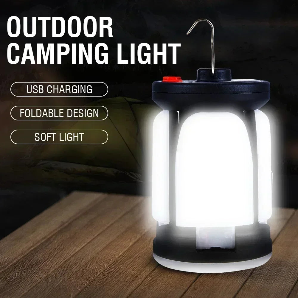 Linterna LED recargable ultrabrillante para acampar, reflector plegable, 3 modos de luz y linterna manos libres para acampar/senderismo/pesca