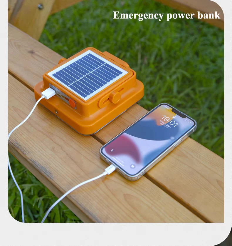 Linterna solar portátil con luces solares recargables por USB para exteriores, luz solar de emergencia para Parkside, viajes, caminatas, luces LED para acampar