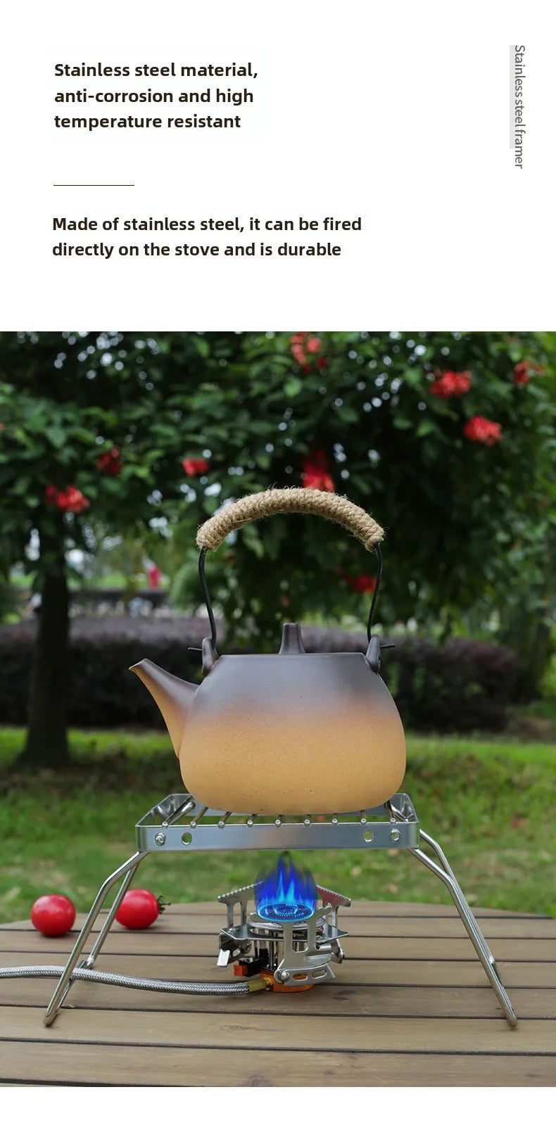 Parrilla plegable para fogata, portátil, multifuncional, de acero inoxidable, resistente a la corrosión a altas temperaturas, para acampar al aire libre