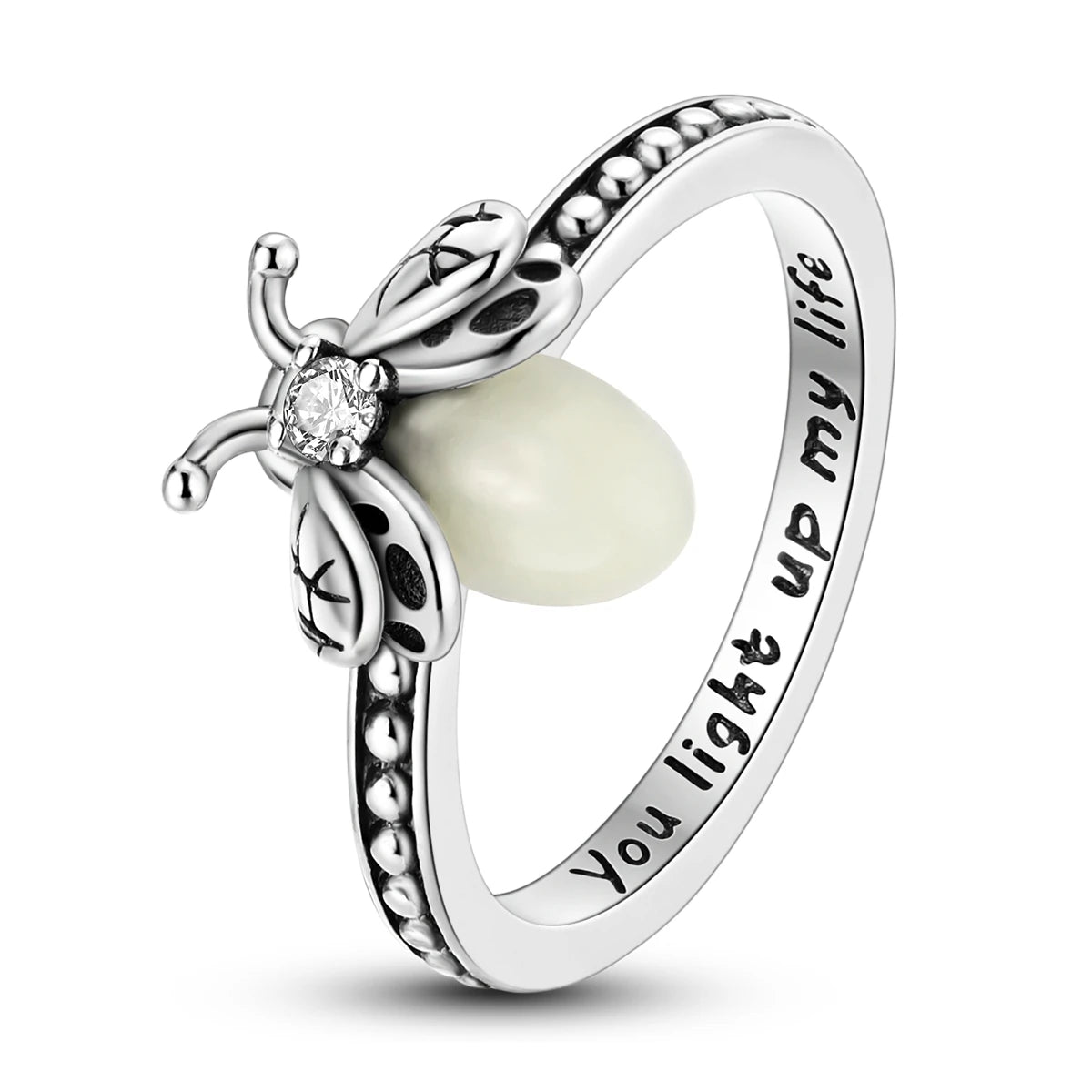 Anillo de Plata de Ley 925 Original para mujer, joyería fina con circonita, luciérnaga, corazón, cruz