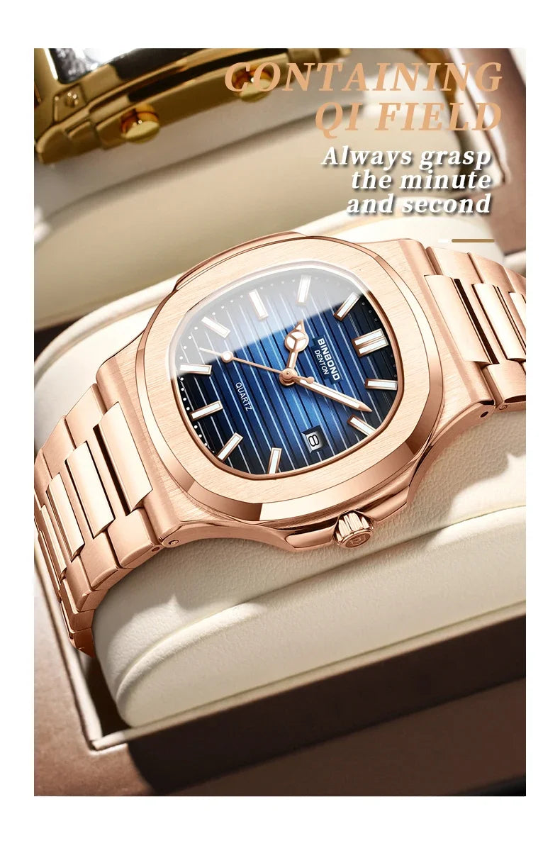 Nuevo Reloj informal de negocios de oro rosa, Reloj de lujo para Hombre, relojes automáticos, relojes de pulsera de cuarzo de alta moda para Hombre, regalos, Reloj para Hombre