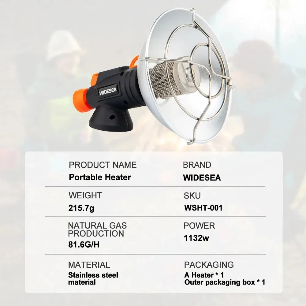 Calentador de Camping Widesea, chimenea portátil de acero inoxidable para invierno, estufa al aire libre, quemador de Gas para senderismo, equipo de supervivencia de calefacción