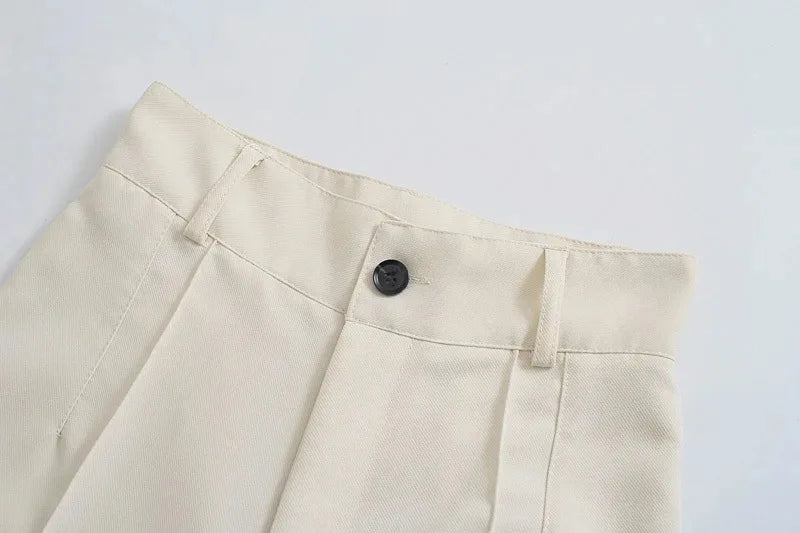 TRZA, pantalones rectos elegantes a la moda para oficina para Mujer, pantalones Vintage de cintura alta con cremallera, pantalones para Mujer