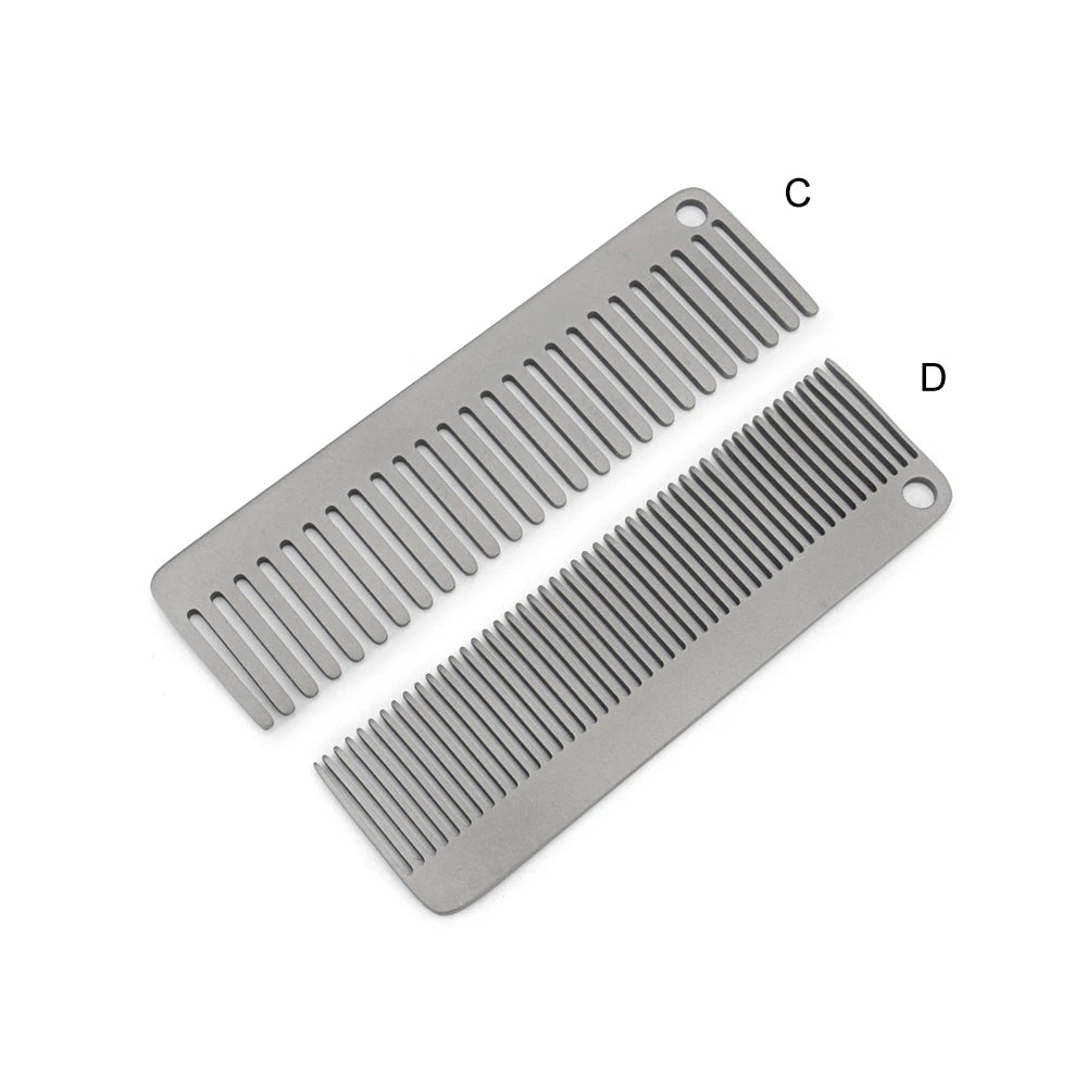 Peine pequeño de aleación de titanio, peines portátiles, llavero para acampar, accesorios, herramienta pequeña para exteriores