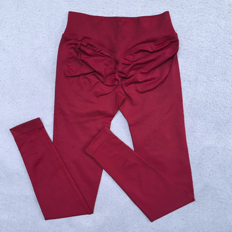 Leggings de mujer Scrunch Bum Gym Legging sin costuras Yoga Legging entrenamiento pantalones de Yoga cintura baja acanalada medias deportivas