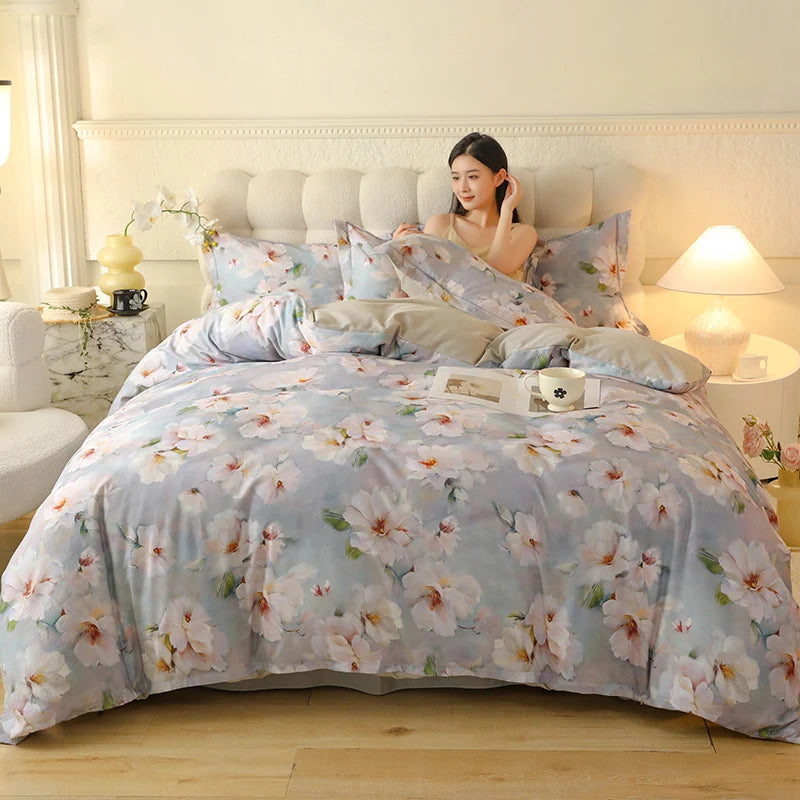 Juego de cuatro piezas de algodón puro 2024, ropa de cama de cuatro piezas, adecuado para uso doméstico, nuevo estilo de lujo, 100%