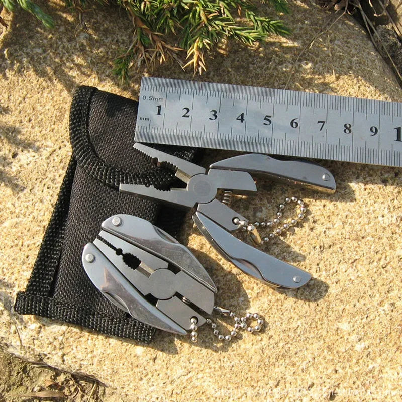 Herramientas EDC, Kits de viaje, alicates plegables multifunción portátiles, cuchillo plegable de acero inoxidable, llavero, destornillador, supervivencia para acampar