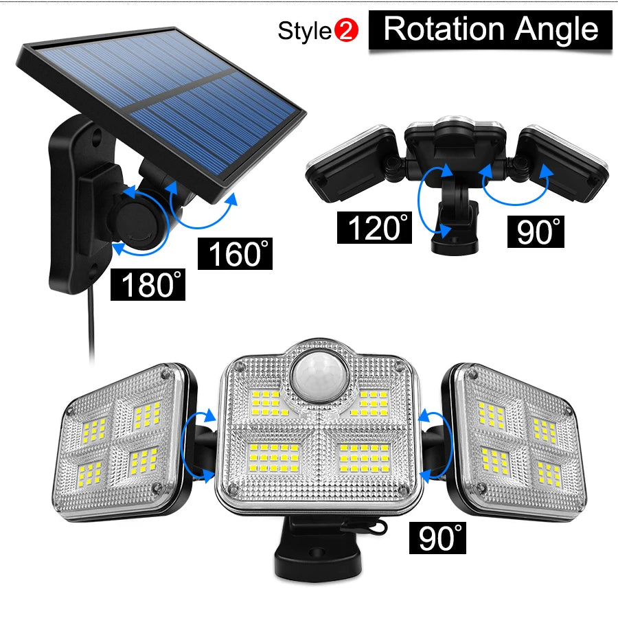 122/333LED luces solares Sensor de movimiento al aire libre inducción humana 3 modos IP65 impermeable energÃÂa Solar garaje patio lámpara de pared del pasillo