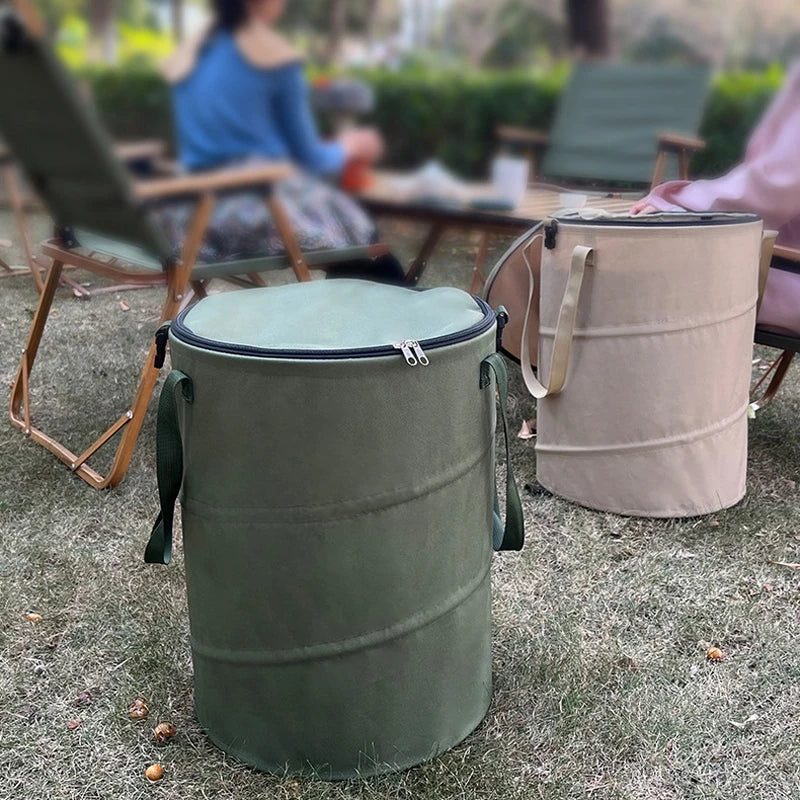 Cubo de basura para acampar, cubo de almacenamiento Circular emergente, cubo de reciclaje plegable de lona, bolsa de basura para jardín y patio al aire libre