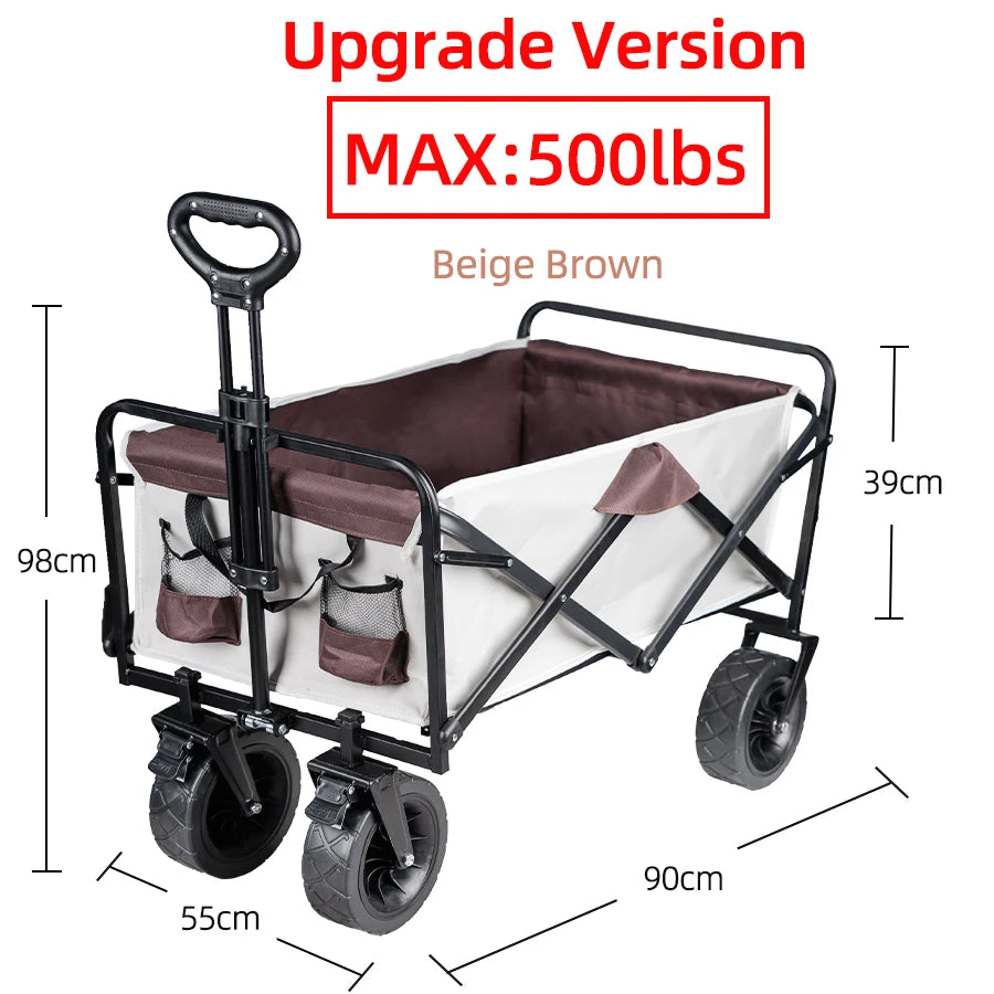 Carro de playa plegable, carro plegable de gran capacidad, carro plegable para exteriores, carrito portátil para acampar en el jardín