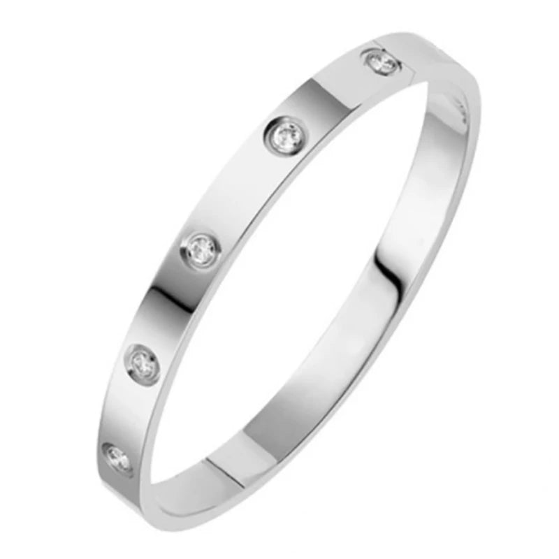 Pulseras de acero inoxidable en la mano, brazaletes de 6mm y 4mm para mujer, joyerÃa para mujer, regalos de diseñador de titanio con diamantes de imitación a la moda para mujer