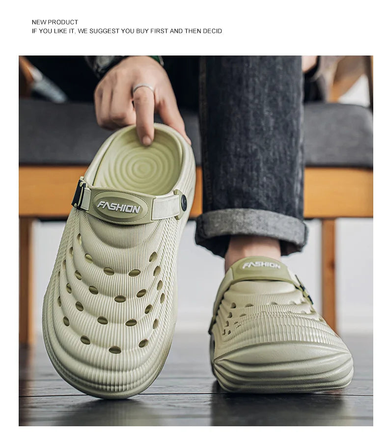 Zuecos con soporte para el arco para hombre, calzado para jardín, zapatillas de playa sin cordones para exteriores, sandalias con cojín cómodo extraíble