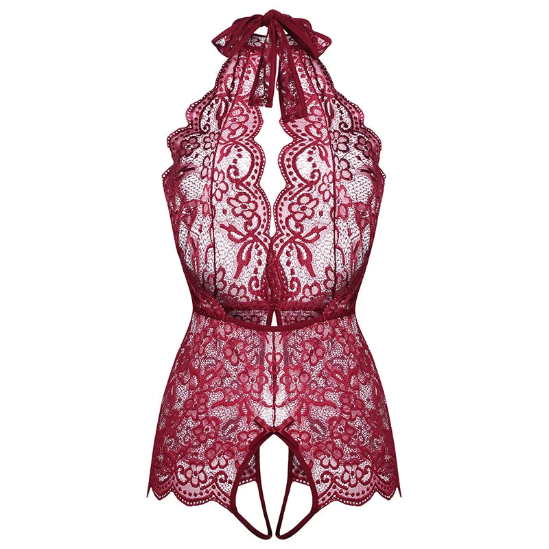 LencerÃa erótica para mujer, Body de peluche transparente de encaje, disfraz Porno para mujer, escote en V profundo, entrepierna abierta, muñeca bebé, falda Sexy, ropa interior