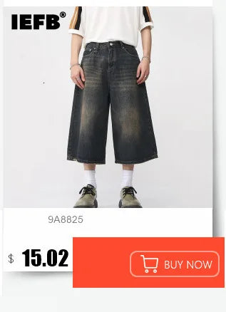 IEFB, pantalones vaqueros de verano para hombre, pantalones vaqueros lavados de color azul viejo para hombre, ropa informal recta para hombre, pantalones sueltos de pierna ancha, nueva moda 9C354