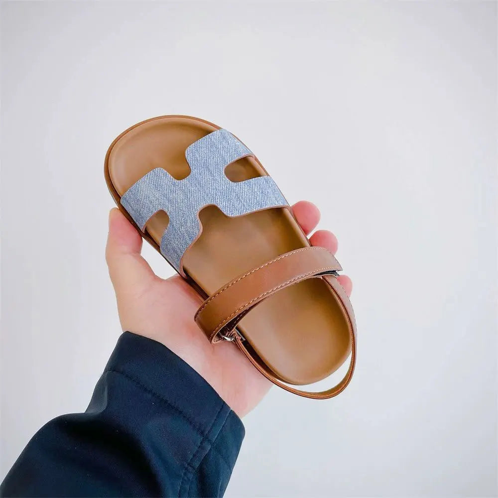Sandalias de playa para niños, zapatos descalzos para niñas y niños, calzado plano sin cordones con dedos abiertos, zapato de moda para niños de verano 2025 para 26-36