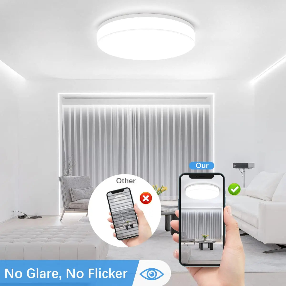 Luz de techo LED redonda, accesorio de iluminación decorativo para el hogar, sala de estar, dormitorio, cocina interior, 18 W, 24 W, 36 W, 48W